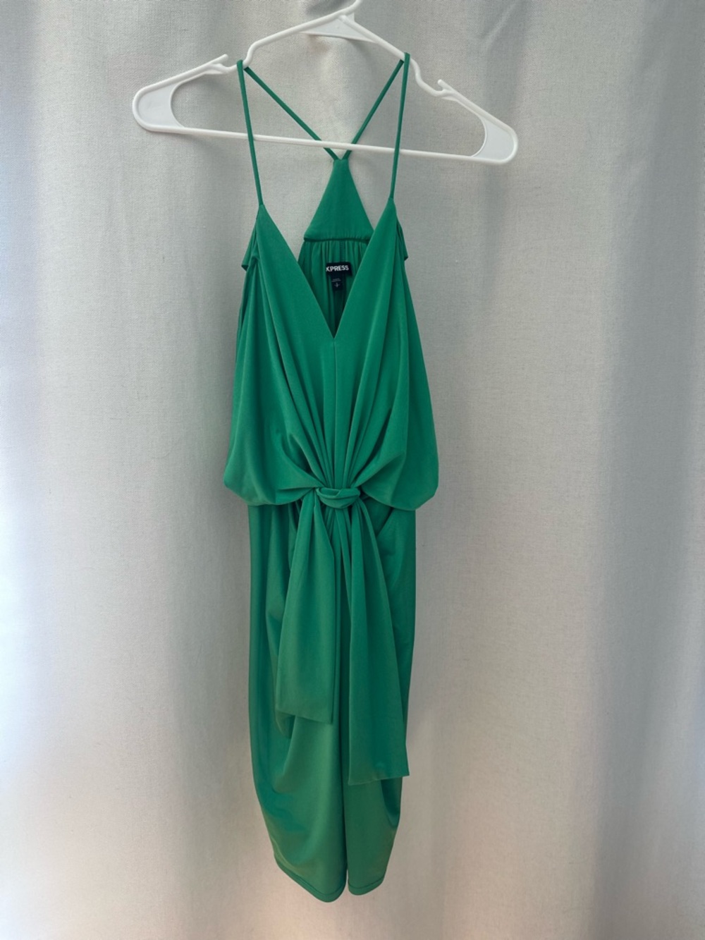 Express Women's Green Knotted Front Spaghetti Strap Dress